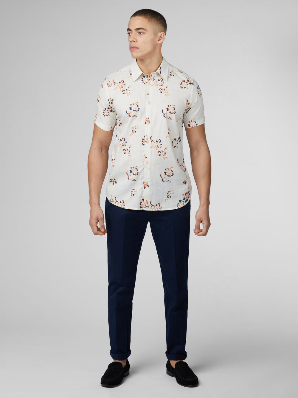 Chemises Ben Sherman Signature Linear Floral Blanche | MHQ-28237485